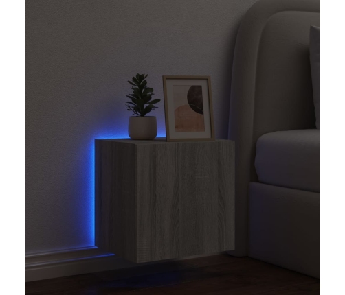 Mueble de TV de pared con luces LED gris Sonoma 40,5x35x40 cm