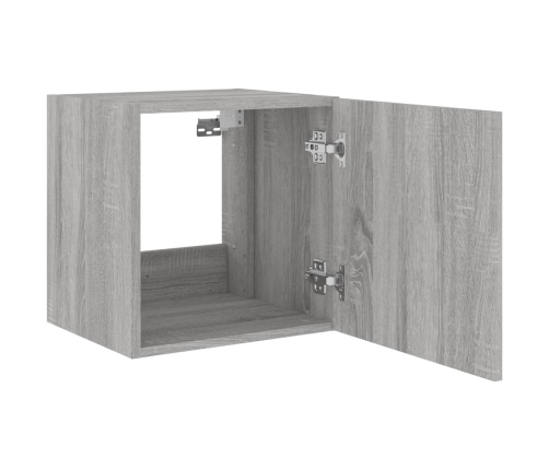 Mueble de TV de pared con luces LED gris Sonoma 40,5x35x40 cm