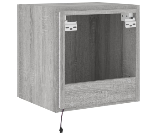 Mueble de TV de pared con luces LED gris Sonoma 40,5x35x40 cm