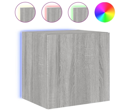 vidaXL Muebles TV de pared luces LED 2 uds gris Sonoma 40,5x35x40 cm