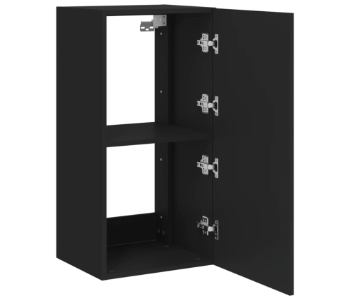 Mueble de TV de pared con luces LED negro 40,5x35x80 cm