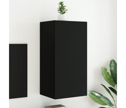 Mueble de TV de pared con luces LED negro 40,5x35x80 cm