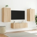 Mueble de TV de pared con luces LED roble Sonoma 40,5x35x80 cm