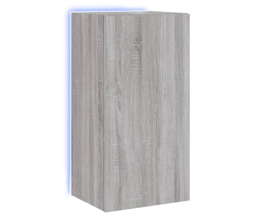 Mueble de TV de pared con luces LED gris Sonoma 40,5x35x80 cm