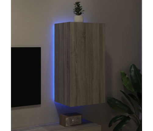 Mueble de TV de pared con luces LED gris Sonoma 40,5x35x80 cm