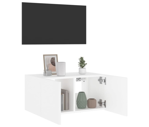 Mueble de TV de pared con luces LED blanco 60x35x31 cm