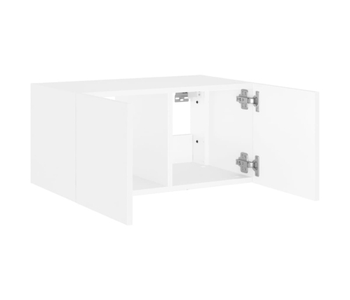 Mueble de TV de pared con luces LED blanco 60x35x31 cm