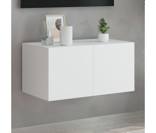 Mueble de TV de pared con luces LED blanco 60x35x31 cm