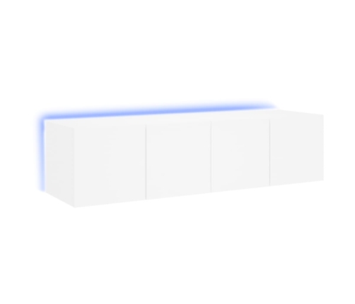 Muebles de TV de pared con luces LED 2 uds blanco 60x35x31 cm