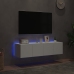 Muebles de TV de pared con luces LED 2 uds blanco 60x35x31 cm