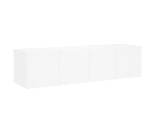 Muebles de TV de pared con luces LED 2 uds blanco 60x35x31 cm