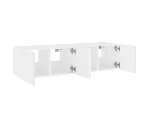 Muebles de TV de pared con luces LED 2 uds blanco 60x35x31 cm