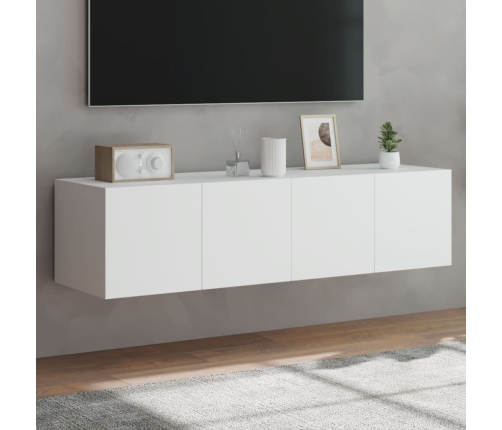 Muebles de TV de pared con luces LED 2 uds blanco 60x35x31 cm