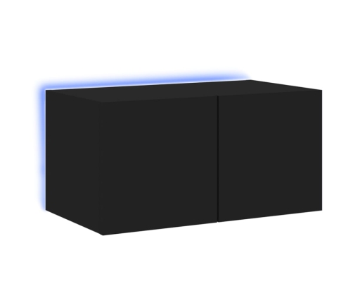 vidaXL Mueble de TV de pared con luces LED negro 60x35x31 cm