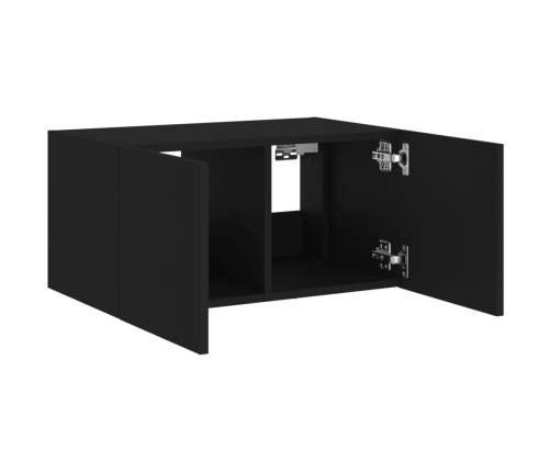 vidaXL Mueble de TV de pared con luces LED negro 60x35x31 cm