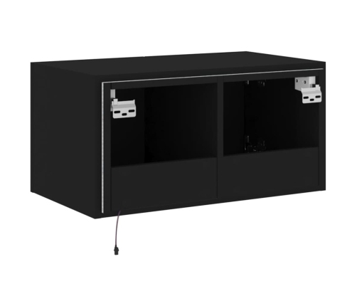 vidaXL Mueble de TV de pared con luces LED negro 60x35x31 cm