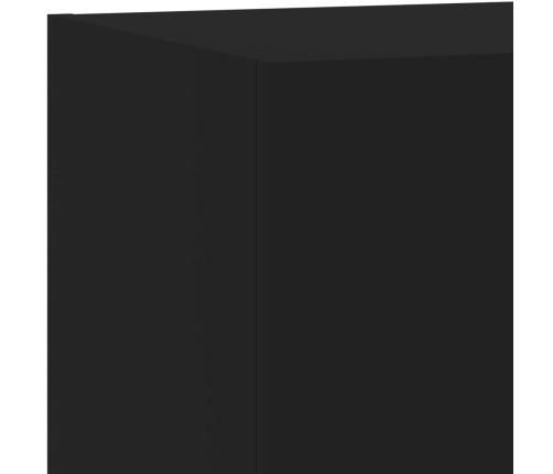 Muebles de TV de pared con luces LED 2 uds negro 60x35x31 cm