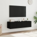 Muebles de TV de pared con luces LED 2 uds negro 60x35x31 cm