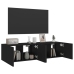 Muebles de TV de pared con luces LED 2 uds negro 60x35x31 cm