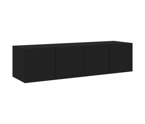 Muebles de TV de pared con luces LED 2 uds negro 60x35x31 cm