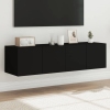 Muebles de TV de pared con luces LED 2 uds negro 60x35x31 cm