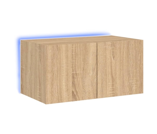 Mueble de TV de pared con luces LED roble Sonoma 60x35x31 cm