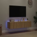 Muebles de TV de pared luces LED 2 uds roble Sonoma 60x35x31 cm