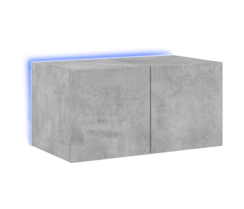 Mueble de TV de pared con luces LED gris hormigón 60x35x31 cm