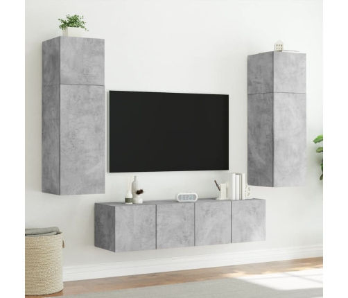 Mueble de TV de pared con luces LED gris hormigón 60x35x31 cm