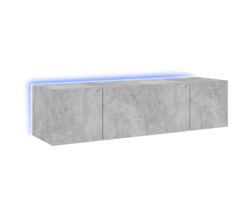 Muebles TV de pared luces LED 2 uds gris hormigón 60x35x31 cm