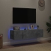 Muebles TV de pared luces LED 2 uds gris hormigón 60x35x31 cm