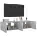 Muebles TV de pared luces LED 2 uds gris hormigón 60x35x31 cm