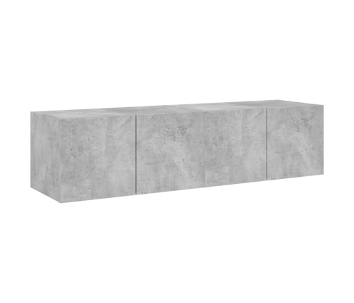 Muebles TV de pared luces LED 2 uds gris hormigón 60x35x31 cm