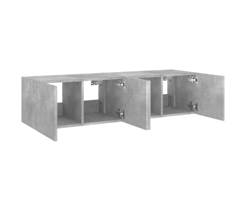 Muebles TV de pared luces LED 2 uds gris hormigón 60x35x31 cm