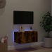 Mueble de TV de pared con luces LED roble ahumado 60x35x31 cm