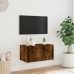 Mueble de TV de pared con luces LED roble ahumado 60x35x31 cm