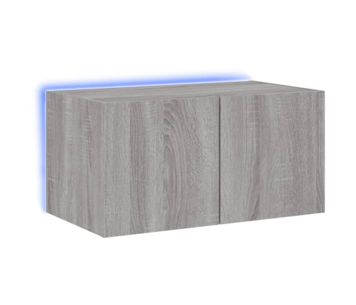 Mueble de TV de pared con luces LED gris Sonoma 60x35x31 cm