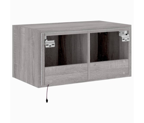 Mueble de TV de pared con luces LED gris Sonoma 60x35x31 cm