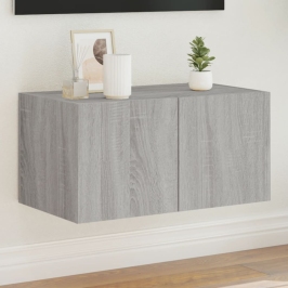 Mueble de TV de pared con luces LED gris Sonoma 60x35x31 cm