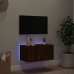 Mueble de TV de pared con luces LED roble marrón 60x35x31 cm