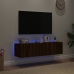 Muebles de TV de pared luces LED 2 uds marrón roble 60x35x31 cm