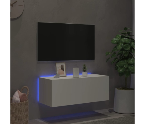 Mueble de TV de pared con luces LED blanco 80x35x31 cm