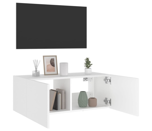 Mueble de TV de pared con luces LED blanco 80x35x31 cm