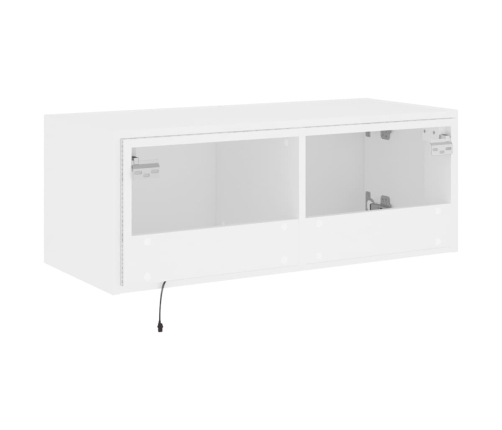 Mueble de TV de pared con luces LED blanco 80x35x31 cm