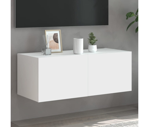 Mueble de TV de pared con luces LED blanco 80x35x31 cm