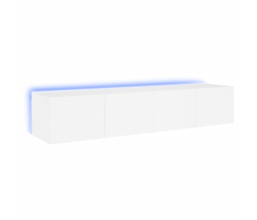 Muebles de TV de pared con luces LED 2 uds blanco 80x35x31 cm