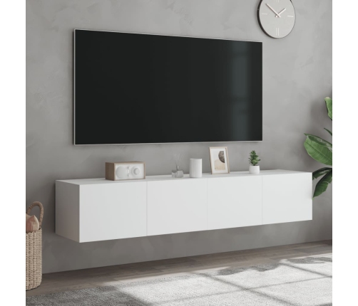 Muebles de TV de pared con luces LED 2 uds blanco 80x35x31 cm