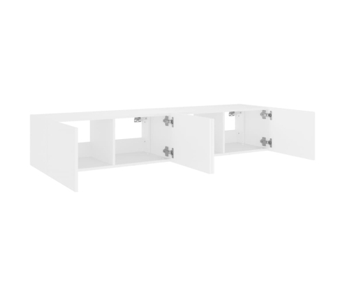 Muebles de TV de pared con luces LED 2 uds blanco 80x35x31 cm