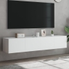 Muebles de TV de pared con luces LED 2 uds blanco 80x35x31 cm