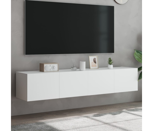 Muebles de TV de pared con luces LED 2 uds blanco 80x35x31 cm